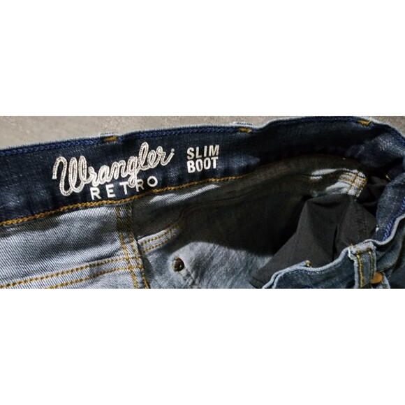 Wrangler Jeans Men's 29x32 Retro Slim Boot Blue Bootcut Cowboy Rodeo Western - Picture 8 of 9